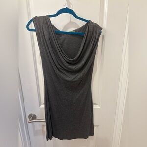 EUC Soft Drapey Velvet brand Gray Draped tunic Dress - M